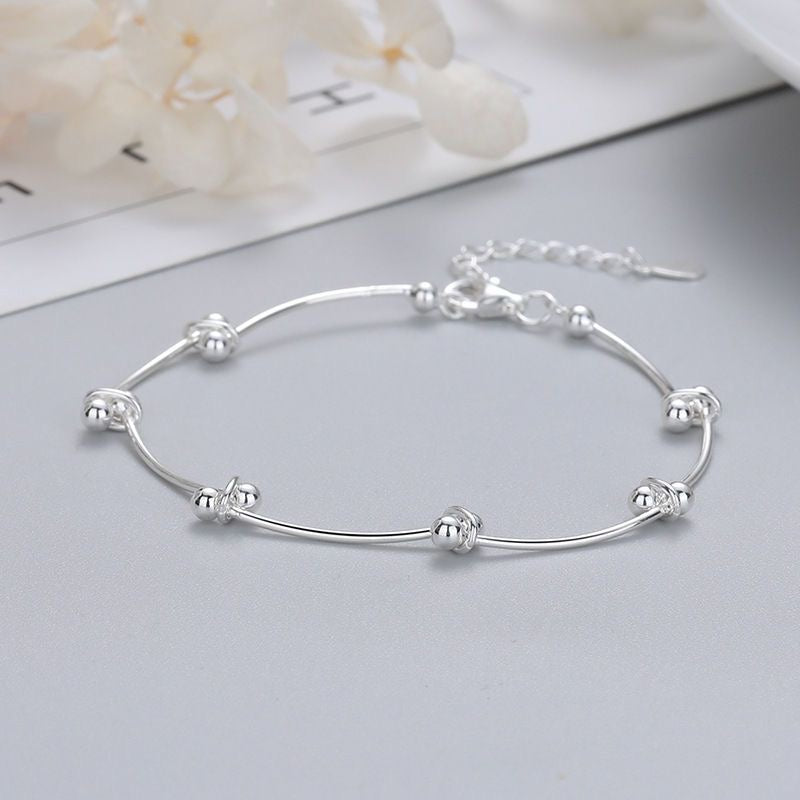 1pcs 999 Sterling Silver Wavy Tube Perle réglable