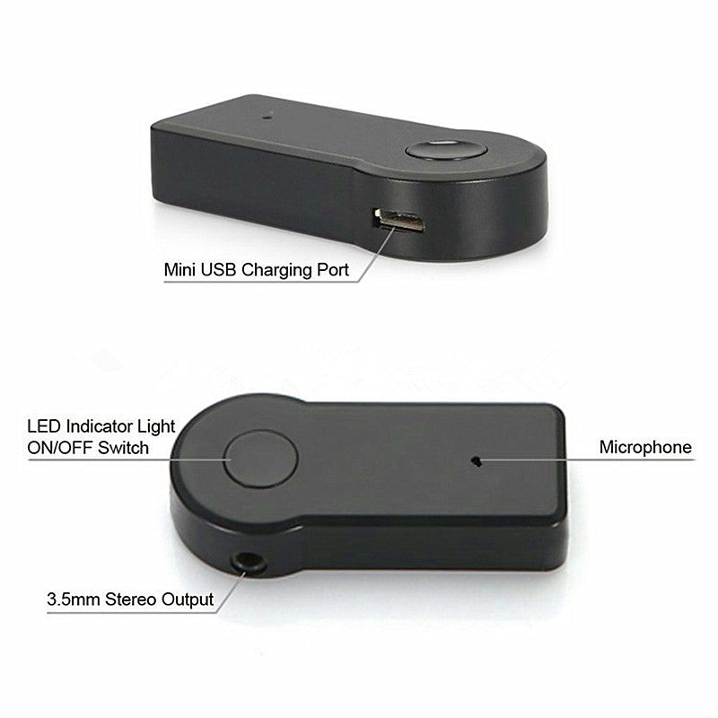 Voiture mains libres Bluetooth récepteur de musique Universal 3.5mm Streaming A2DP Sans fil Auto AUX Aud