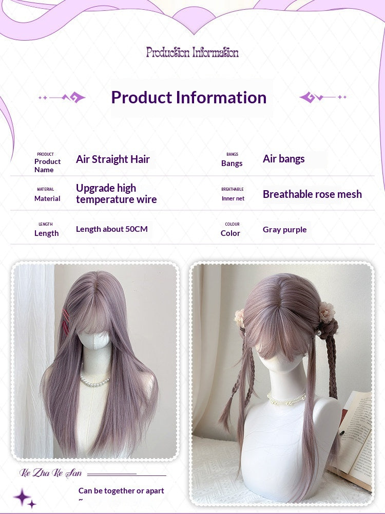 Wig gris-purple pour les femmes Pleine Tête d'oeuvre Internet célèbre