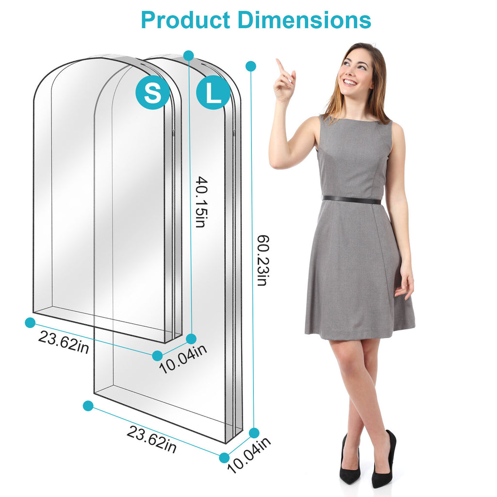 5 Pack 60In OU 40In Options Sac de vêtement pour suspendre des vêtements Organisation Imperméable à la poussière Waterpr