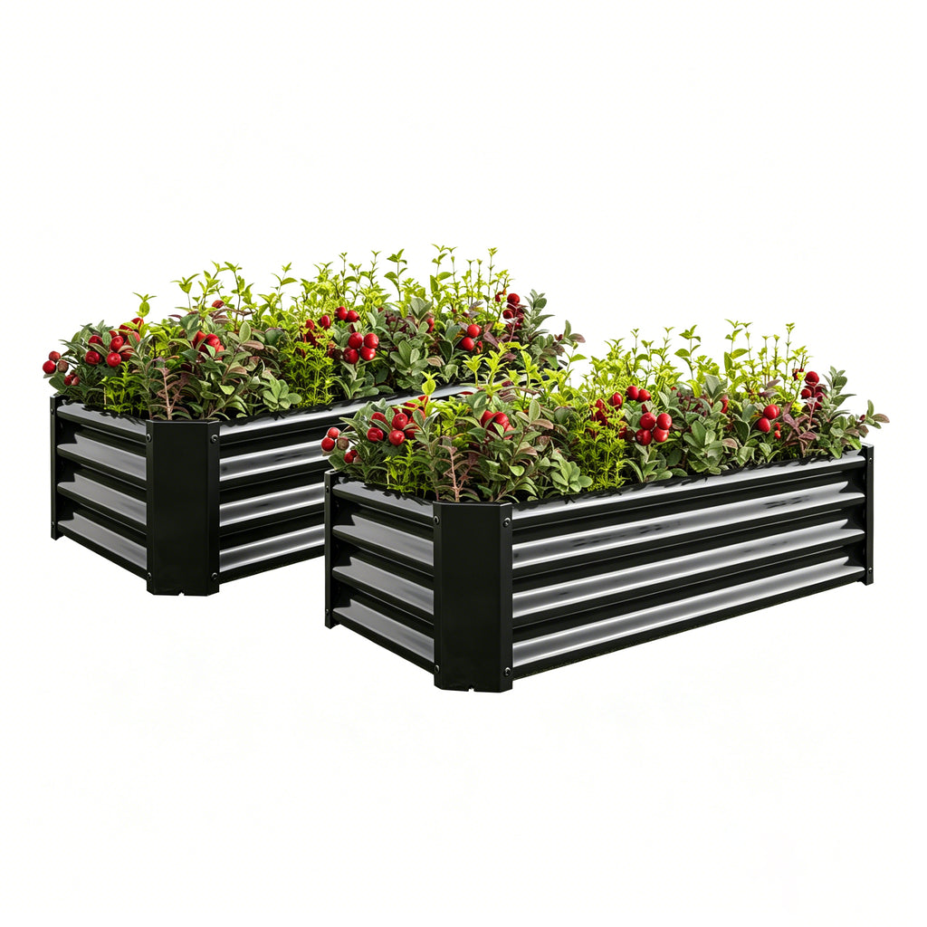 2PCS noir 4×2×1ft Lit de jardin surélevé en métal