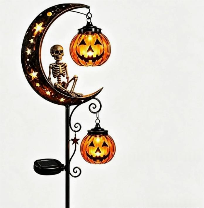 Black Cat Lune Lampe de sol Black Cat Pumpkin Moon Stake Light