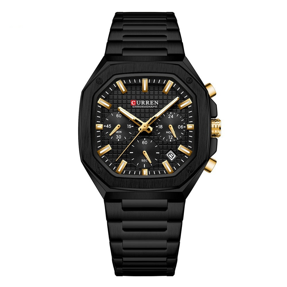 Calendrier à six broches pour hommes Business Steel Belt Watch