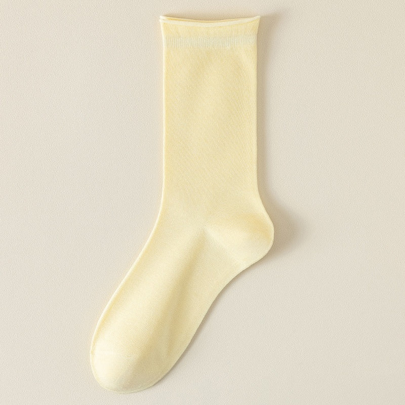 Springsummer Chaussettes mi-calf pour femmes en soie