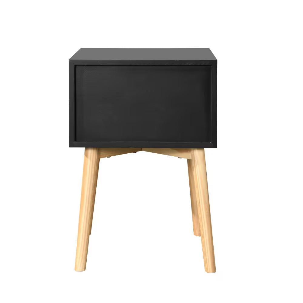 Table latérale,Bedside Table avec 2 tiroirs et pieds en bois de caoutchouc, rangement moderne mi-century C