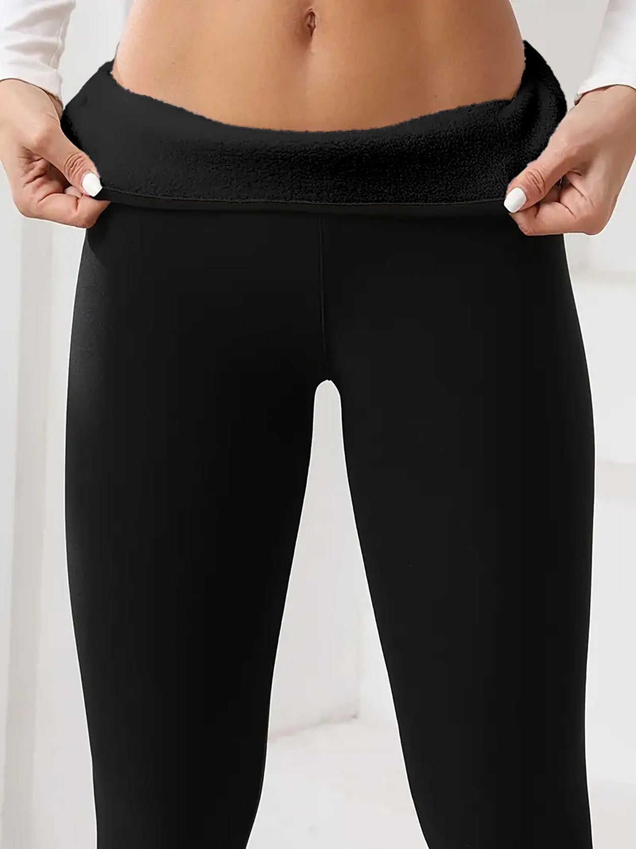 Leggings à manches hautes en polaire élastique thermique