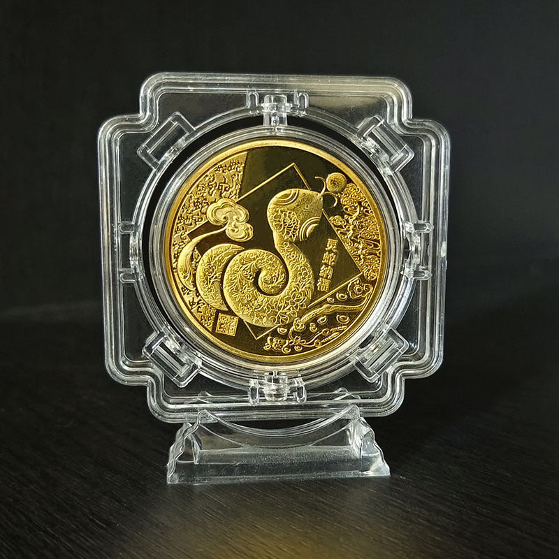 Snake Année Commemorative Médaille Couleur Or plaqué Argent plaqué