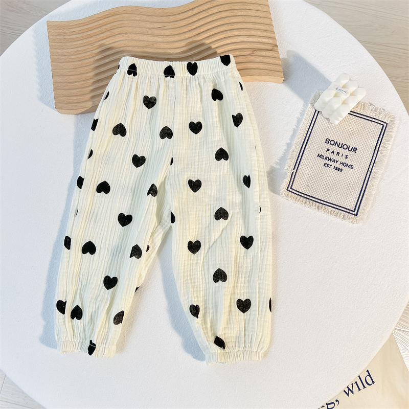 Style d'été Garçons et filles Baby Double-Layer Gauze Casual pantalons respirants