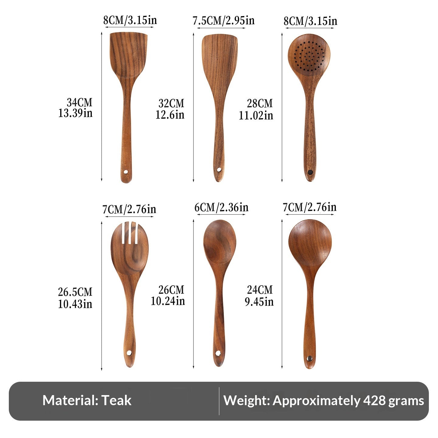 Ensemble de spatules en bois de teck