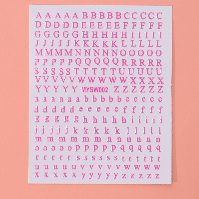 Stickers Nail 12 Couleurs Boîtier en lettres anglaises Décoration pour bricolage fluorescent
