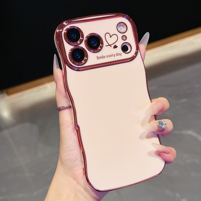 Couverture de protection anti-dérapante pour téléphone à double cœur à ondes électroplaquées