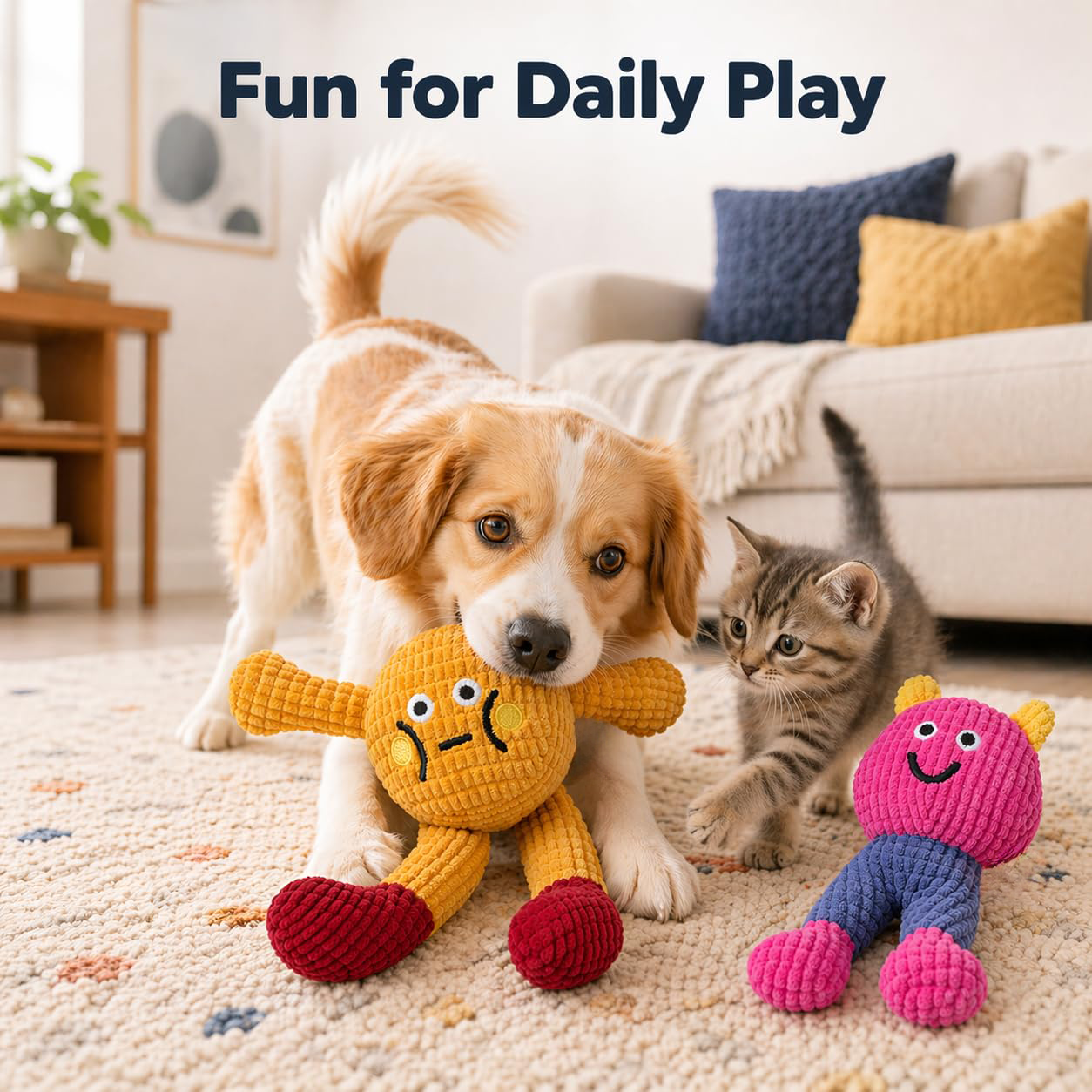 Jouets à mâcher avec le chat et le chien à l'intérieur