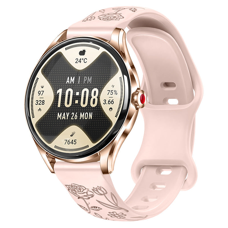Smartwatch en acier inoxydable pour femmes avec surveillance de l'oxygène dans le sang