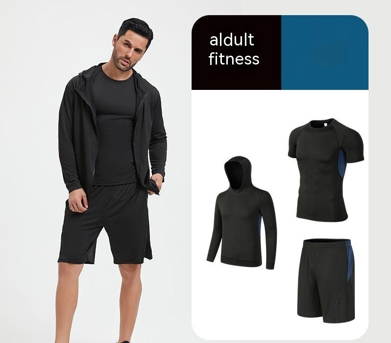 Fitness Suit Homme Running Night Running Sports Séchage rapide Cinq-pièces Foo