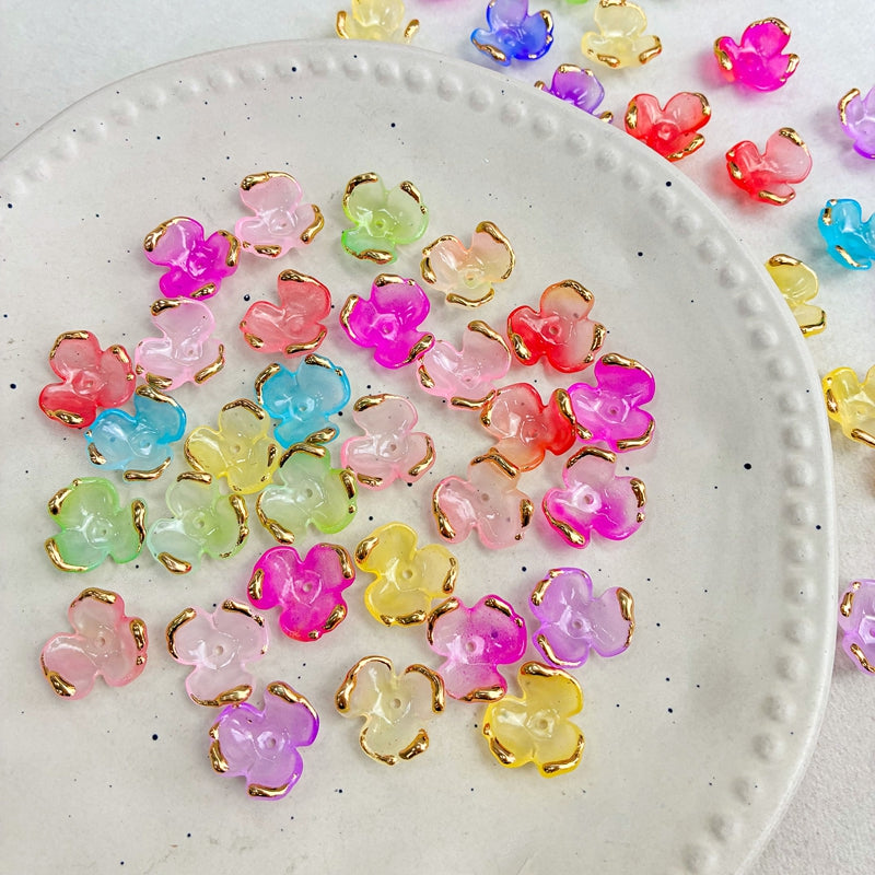 Charms de Clover Acrylique 3-Petal doré