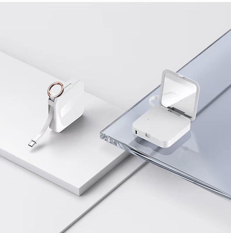 Mini porte-clés livré avec fil miroir de beauté incrusté de diamant Mobile Banque de recharge