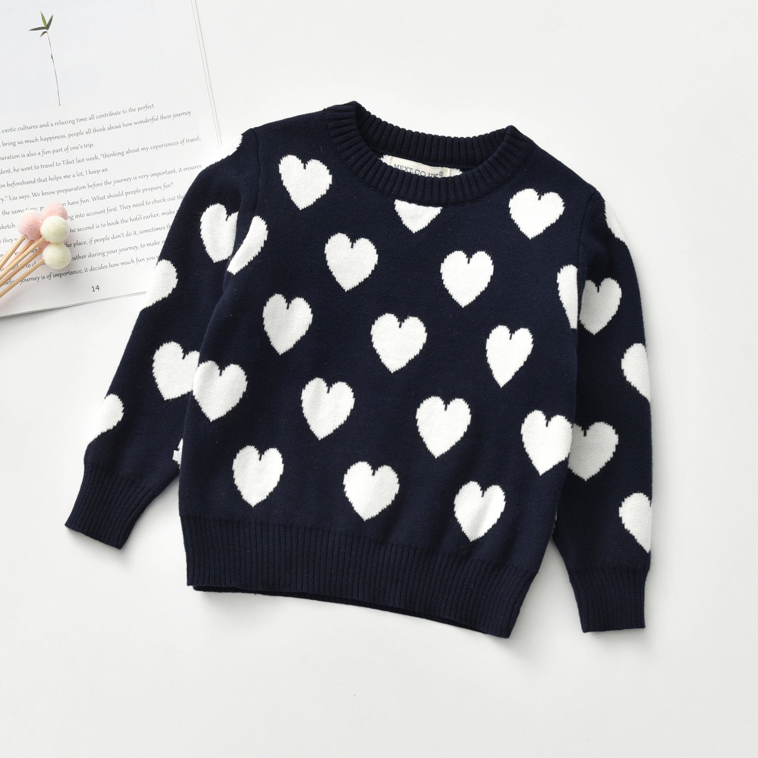 Coeur Col rond Manches longues Chandails pour enfants