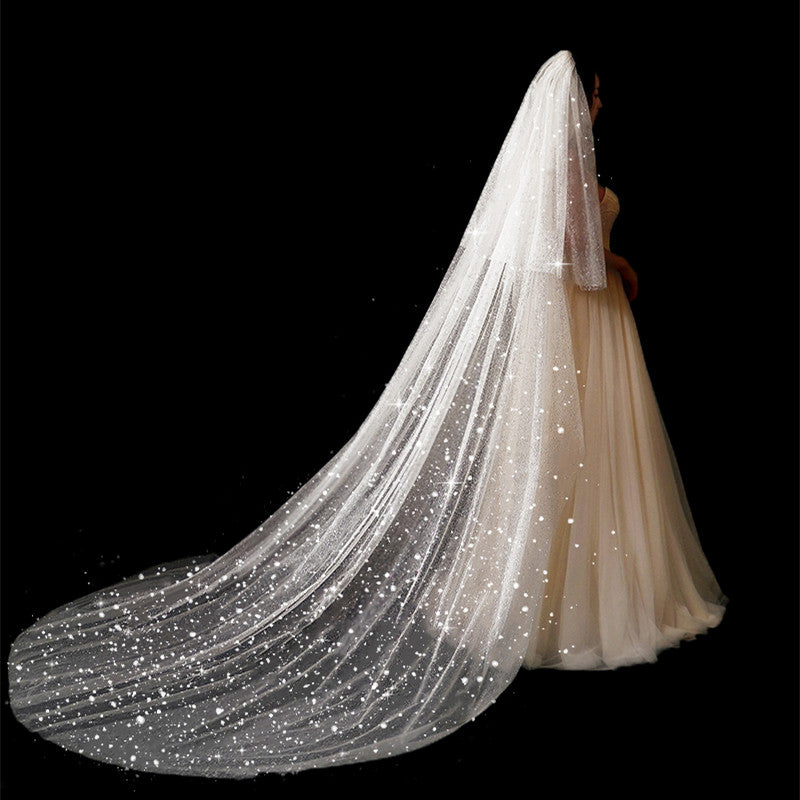 Robe de mariée Long Tail Luxury Super Fée Veil de mariage