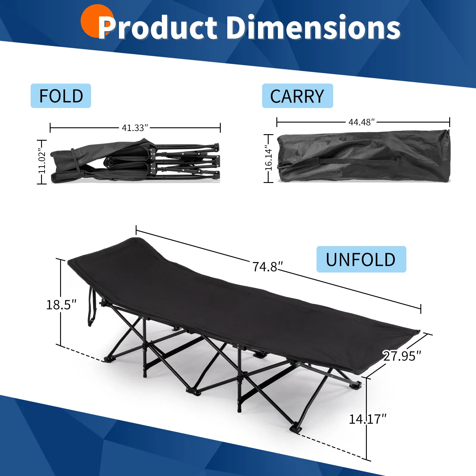 Lit de camping pliant avec Pad Soft