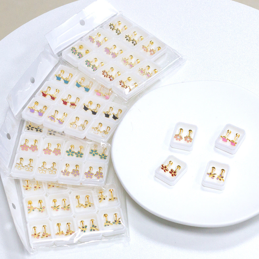 Boucles d'oreilles Crown-flower mignons et doux Boucles d'oreilles Stud en acier inoxydable