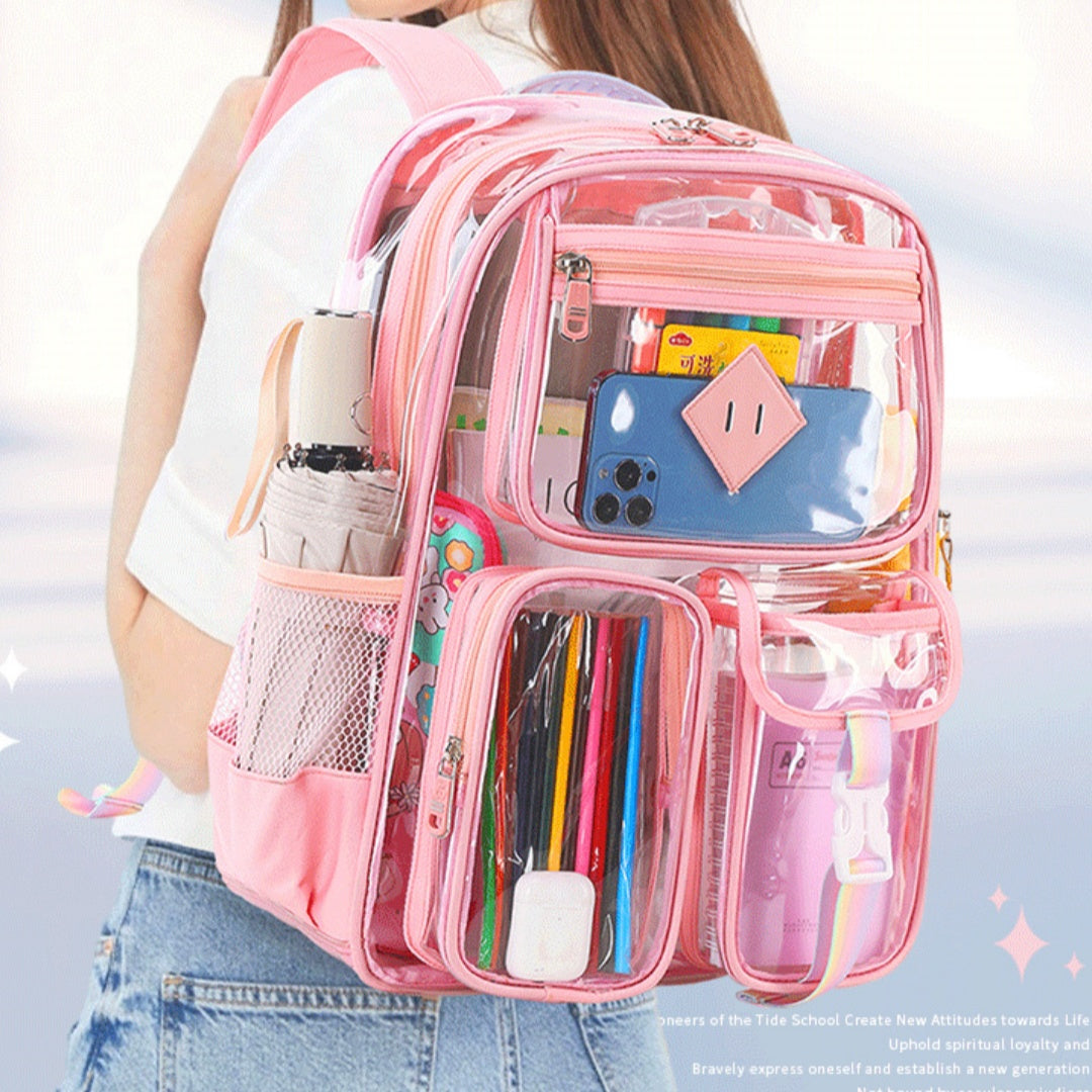 Sac transparent Sac d'école primaire étanche Sac d'école pour l'école secondaire