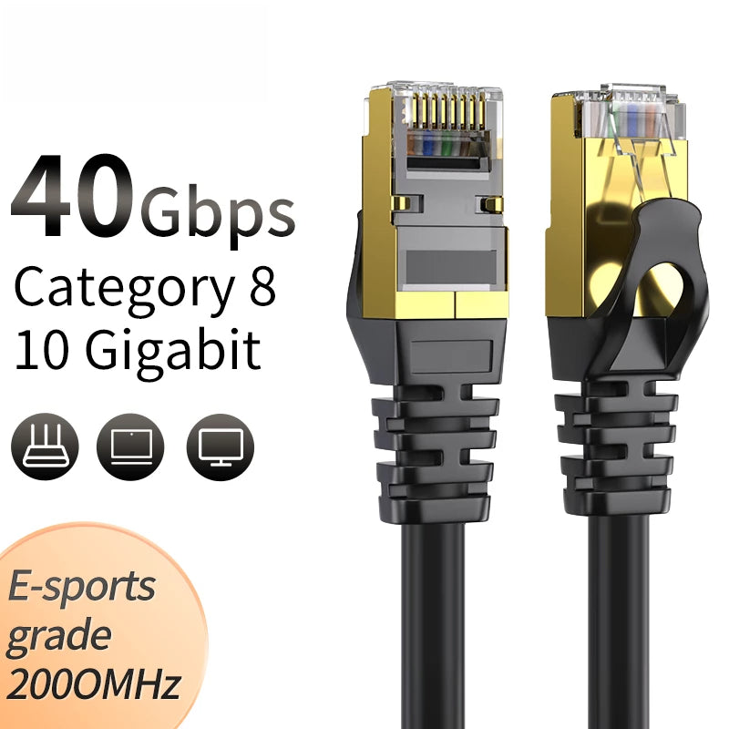 Cat 8 Ethernet RJ45 Câble Super Speed 40Gbps Lot plaqué or réseau LAN