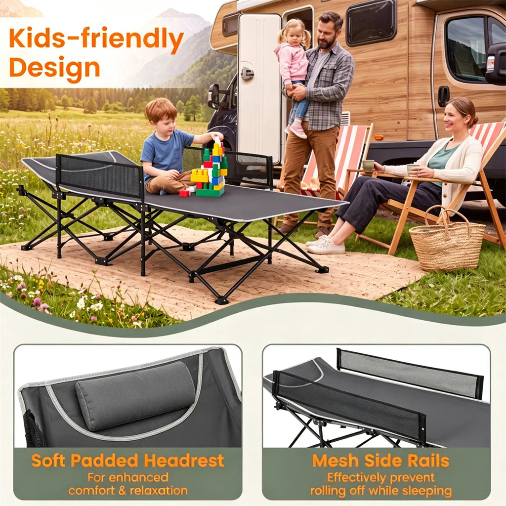 Lit de camping sans assemblage gris Portable pour tout-petit