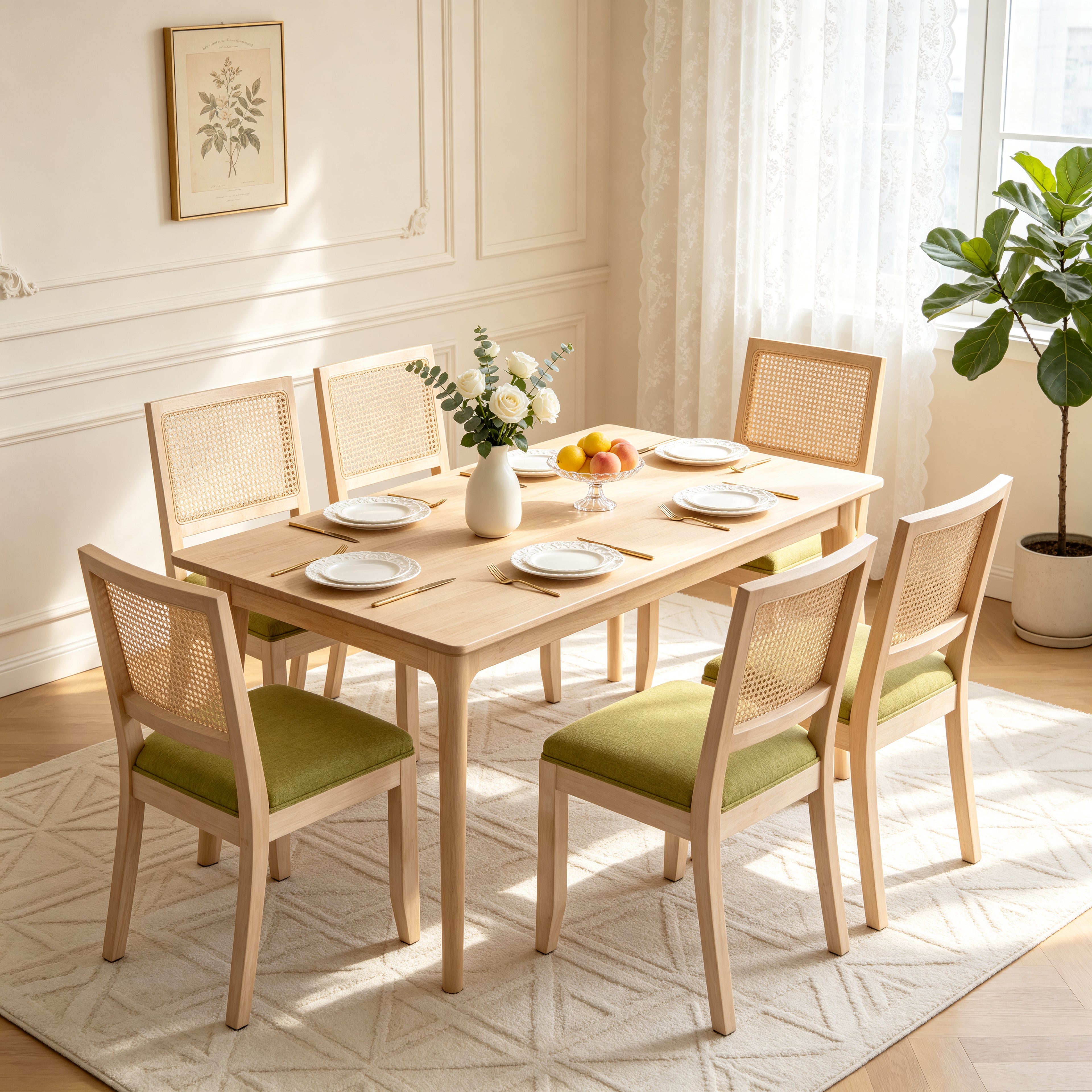 Agritourisme Rattan Chaises à manger Ensemble de 2