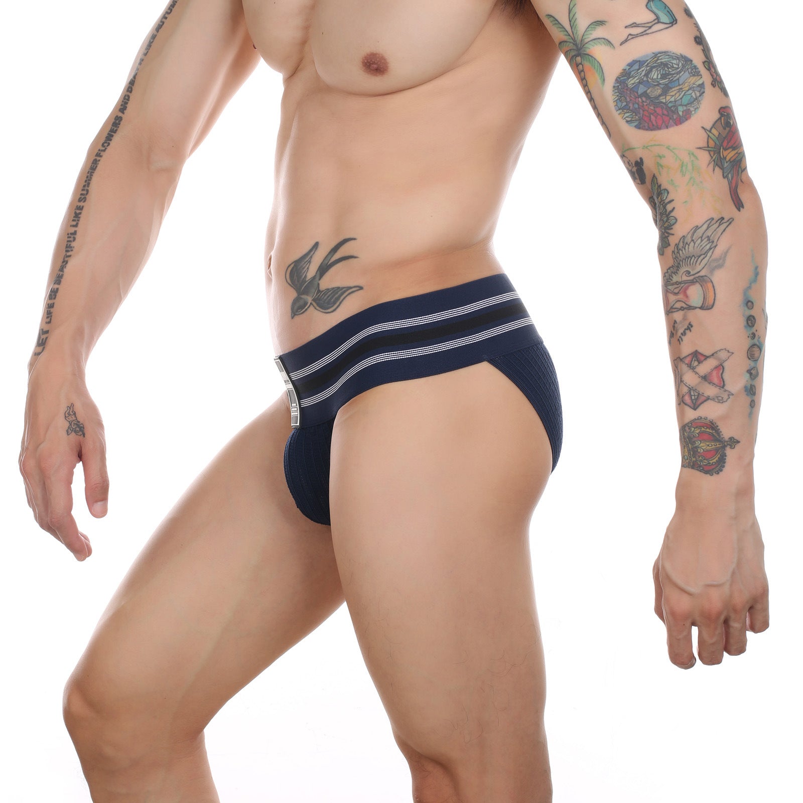 Sous-vêtements sport arc-en-ciel haute coupe ultra large pour hommes
