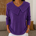 Slim-fit col V Sweater Versatile Solid-color Knit Top