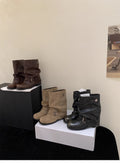 Bottes de cheville plissées pour femmes
