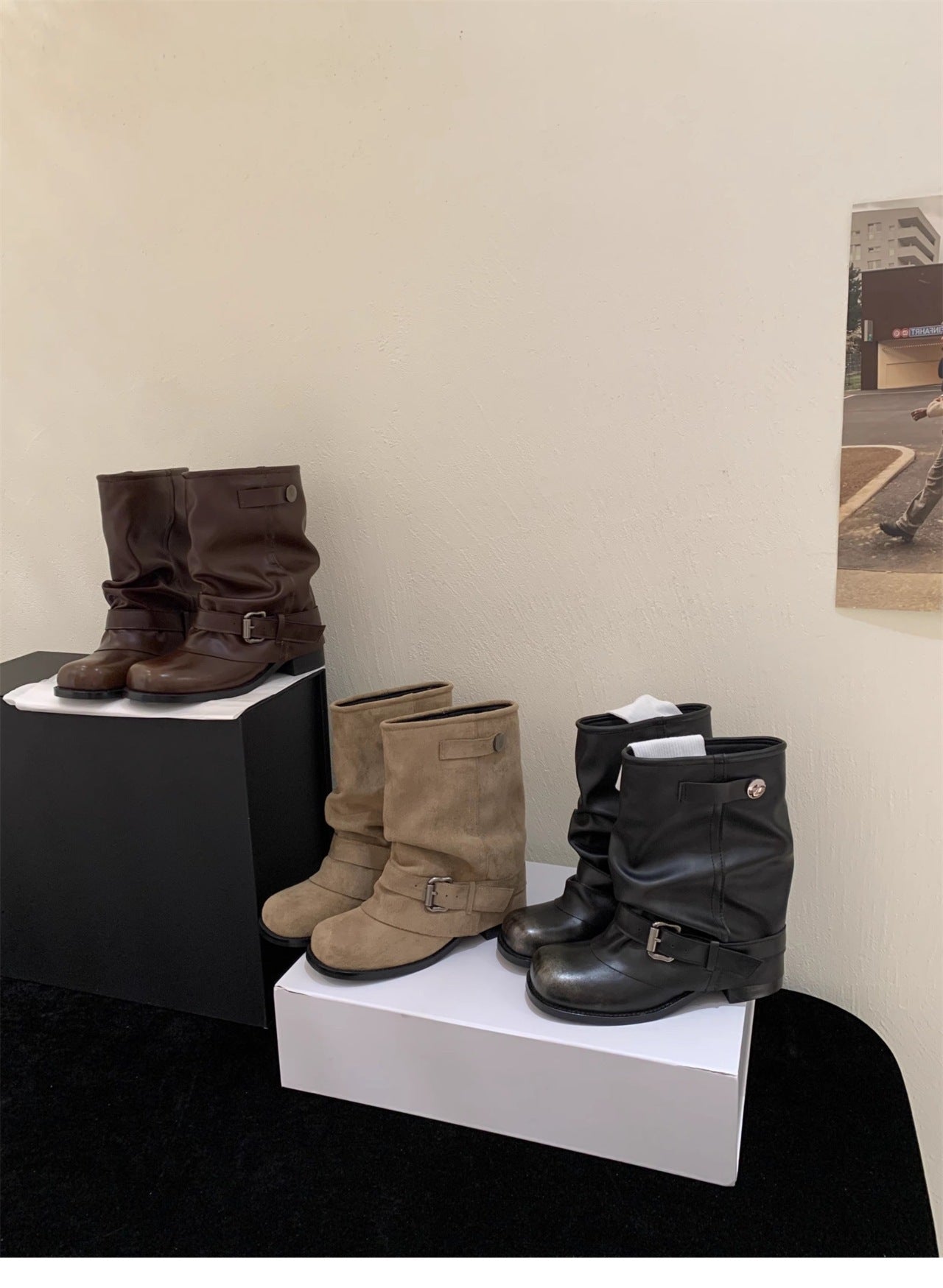 Bottes de cheville plissées pour femmes