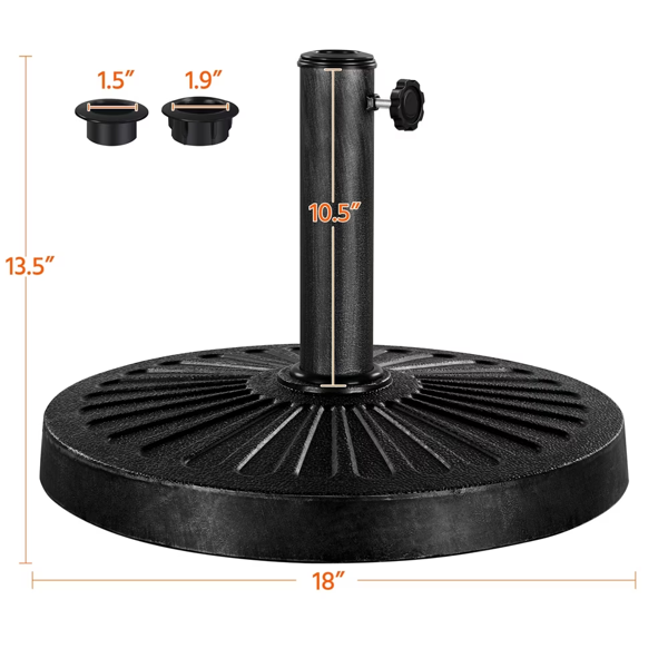 30 Lb Parapluie de patio de fer lourd 18in pour l'extérieur
