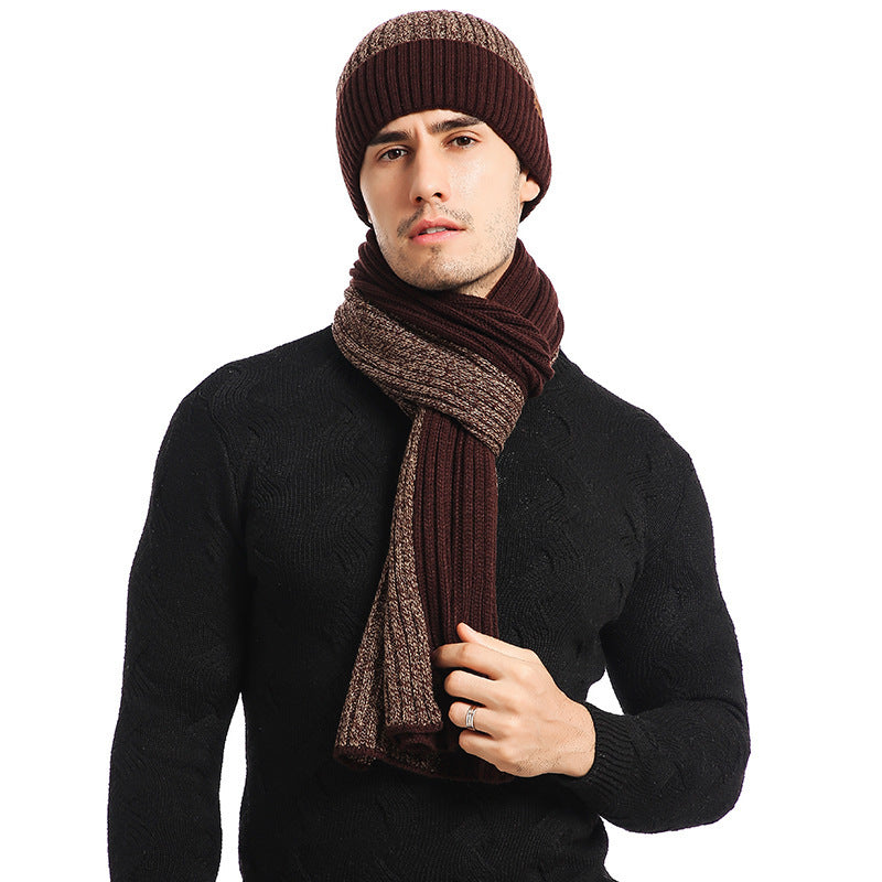 Gants d'écharpe de chapeau chaud tricotés Plus Fluff hommes d'hiver