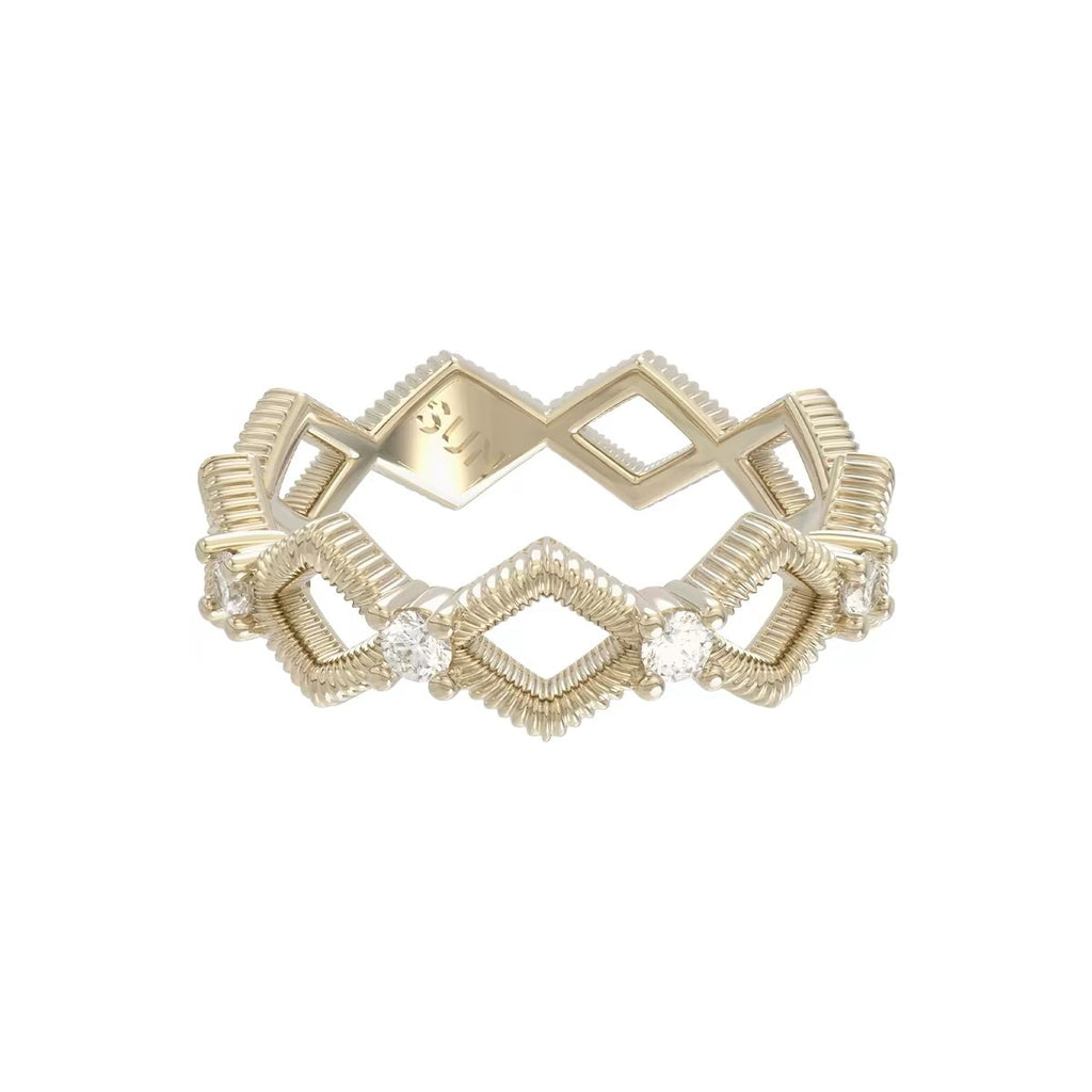 Trois lignes horizontales Bijoux Iris Fleur Anneau Lumière Titanium Dentelle Hollow Maillard Lumière