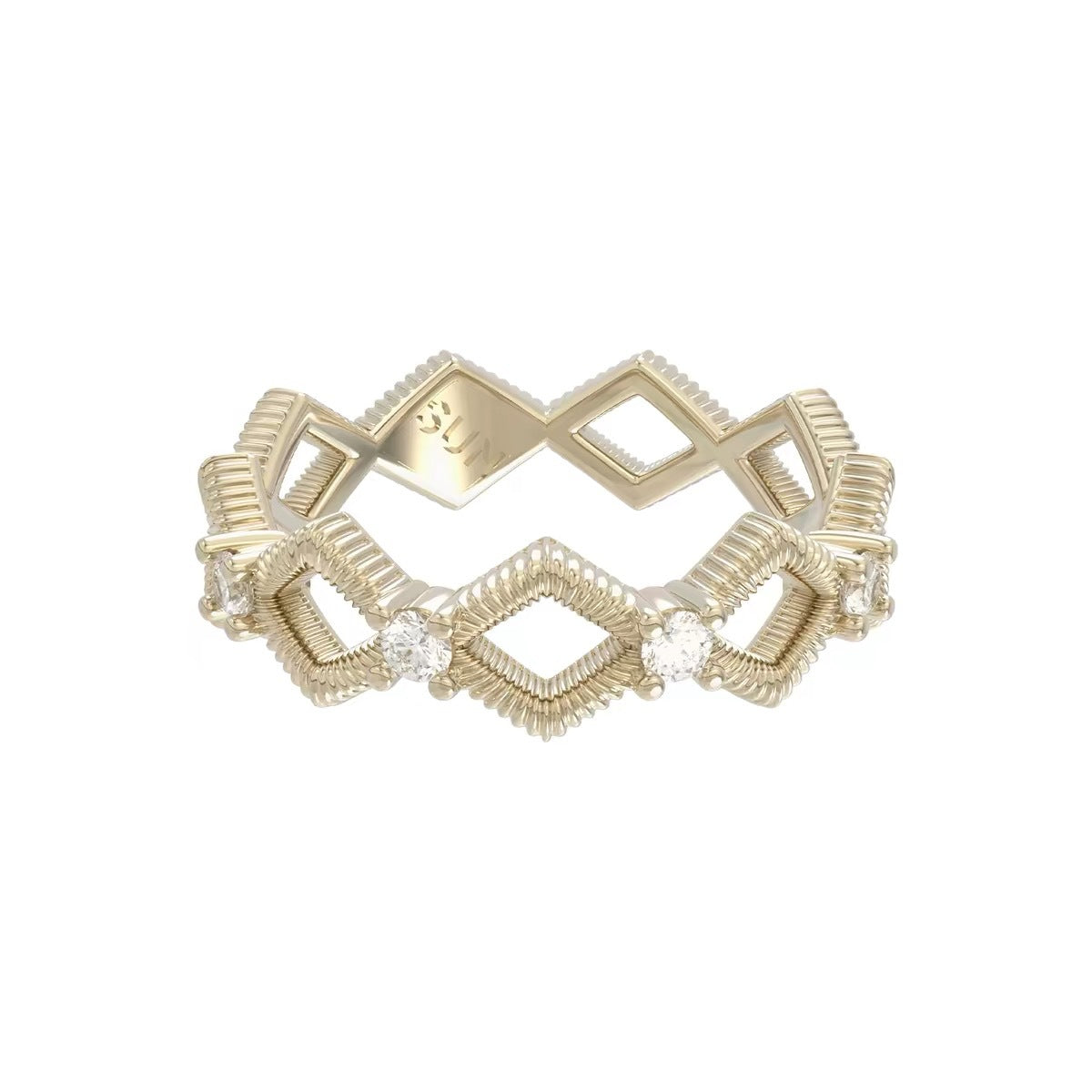 Trois lignes horizontales Bijoux Iris Fleur Anneau Lumière Titanium Dentelle Hollow Maillard Lumière
