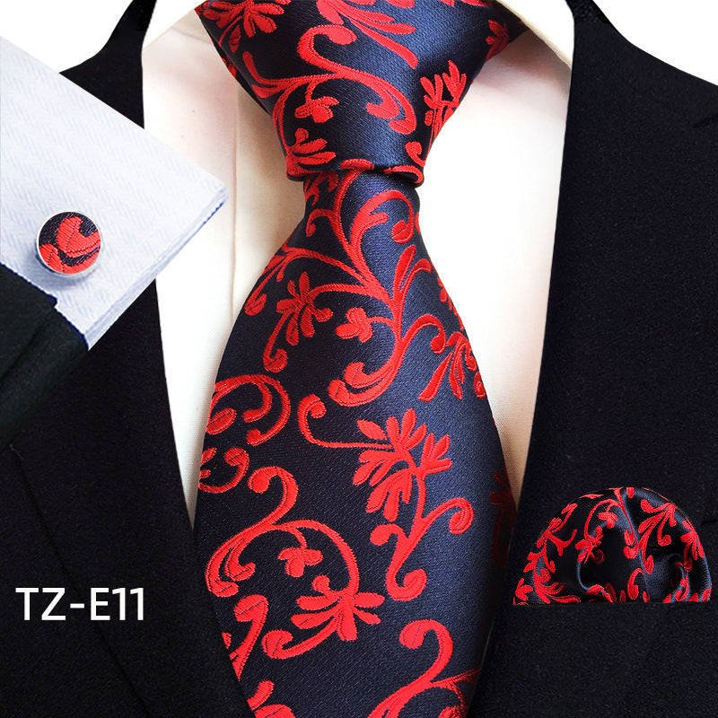 Paisley Tie Square Scarf Pocket Square Cufflinks Ensemble de trois pièces