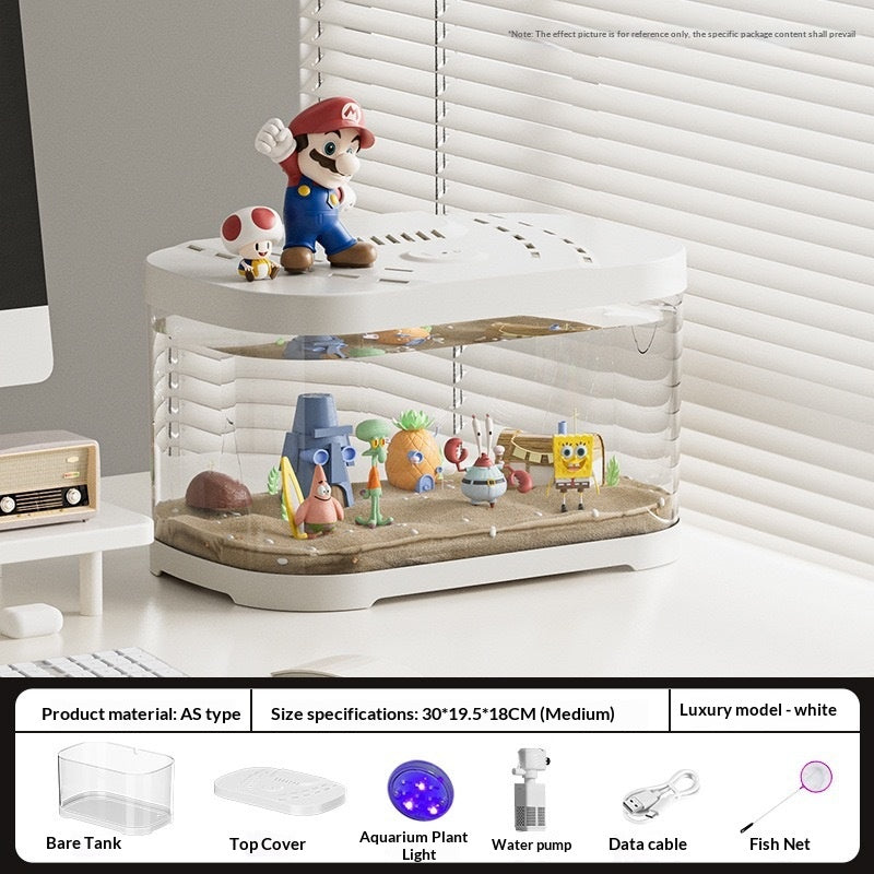 Réservoir en plastique transparent Aquarium Terrarium Décoration Bureau Réservoir ornemental Pet Sup