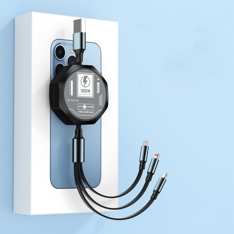 Câble de données à charge rapide télescopique trois en un