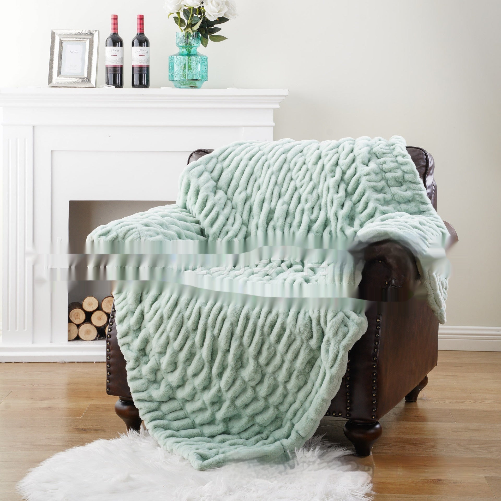 Blanket de fourrure de lapin de faux à double couche