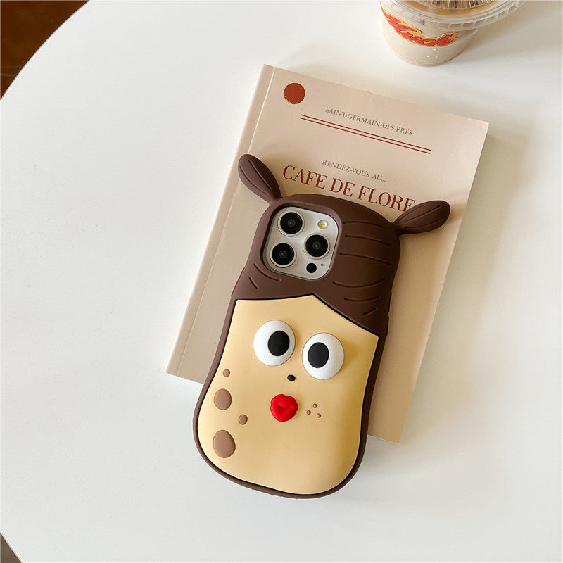 Saucisse de caricature Housse de téléphone fille de la bouche Étui de protection résistant à la chute