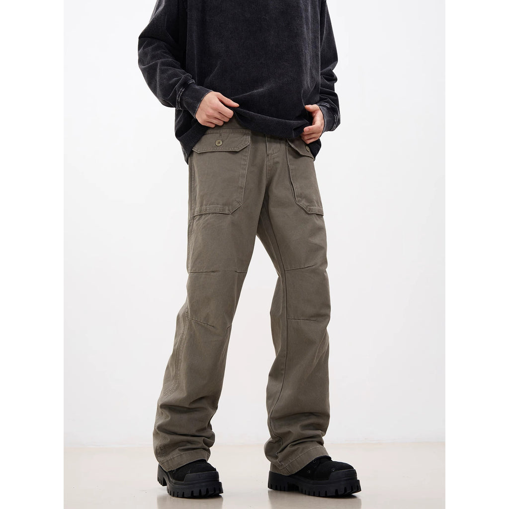 Pantalons de fret à plis à plis multiples hommes