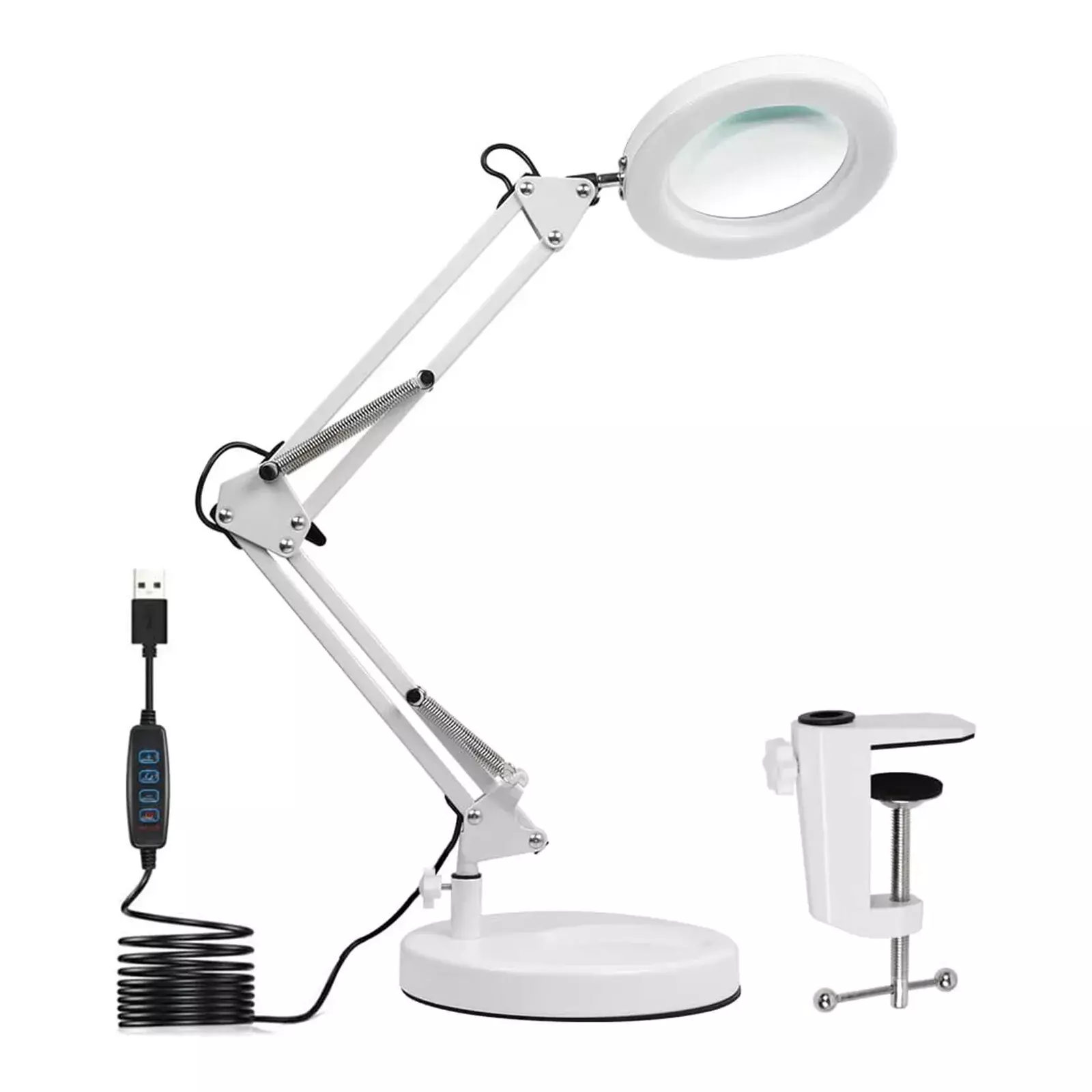 Amplificateur de bureau de verre lampe LED loupe lampe de lecture avec base et pince