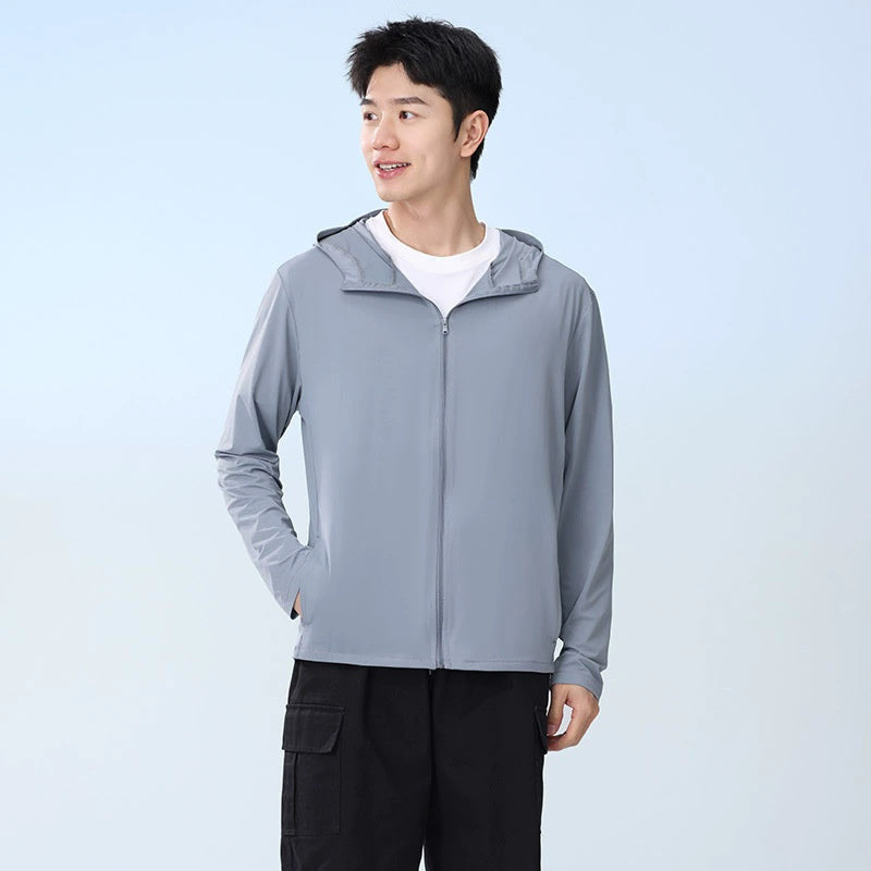 Ice Silk Sun Protective Top Mens Veste avec une preuve UV brim et respirant