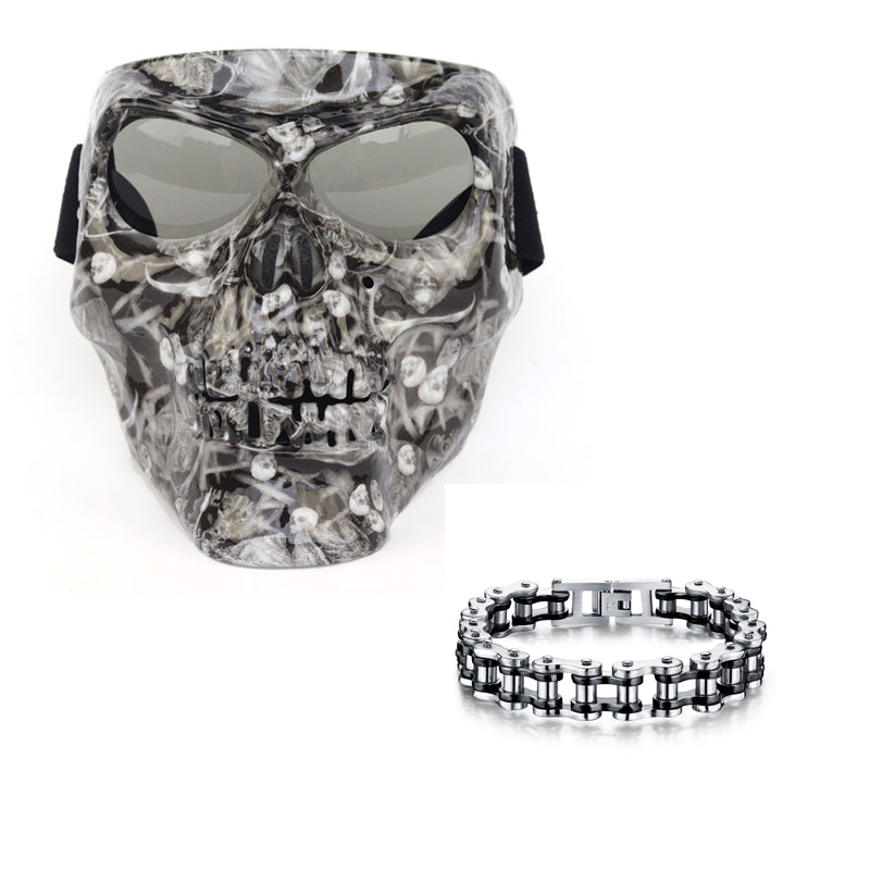 Crâne masque moto rider équipé de lunettes