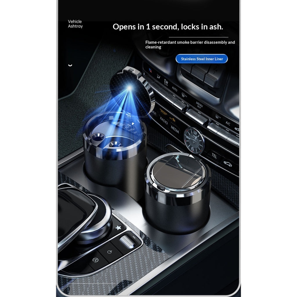 Cendrier de voiture, Linge de céramique, Incendie, Couvercle auto-ouvert, LED, amovible