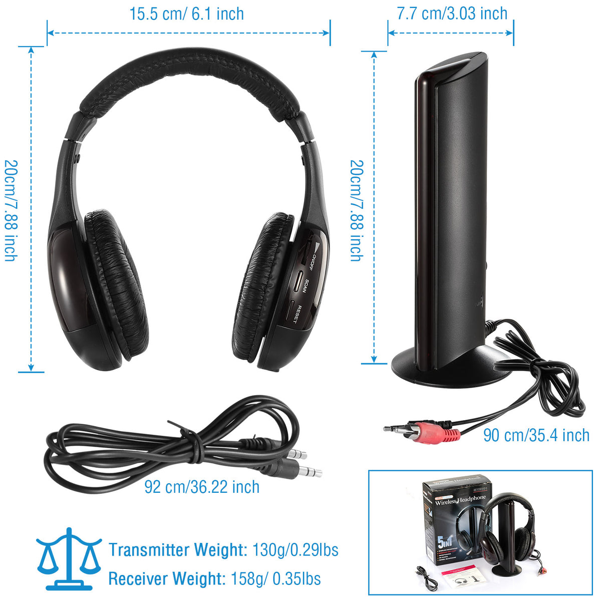 Casques RF sans fil HiFi sur écouteurs d'oreille Récepteur d'émetteur RF avec cabine en forme de MicY