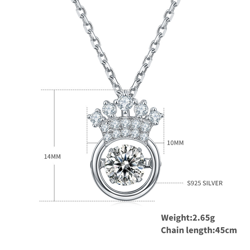 S925 Argent Sterling 0.5ct D Couleur VVS1 Collier de la Couronne de Moissanite 45cm plaqué platine GRA
