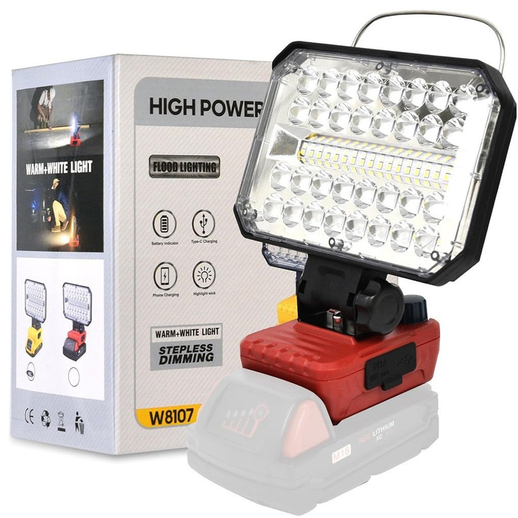 LED travail léger sans fil pour Milwaukee M18 18V Batterie USB Port extérieur Lampe