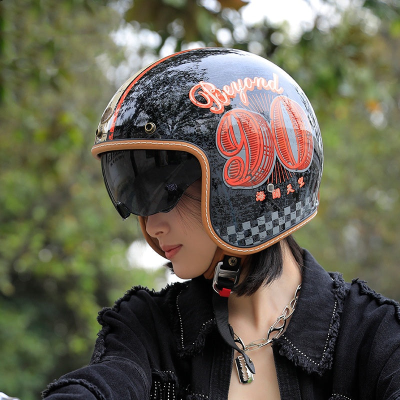 Retro motorcycle half helmet